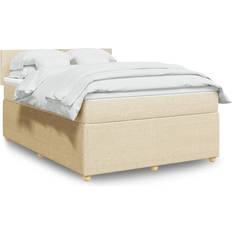 Senge & Madrasser vidaXL Med Madras 140x200 cm Stof Cremefarvet Kontinentalseng