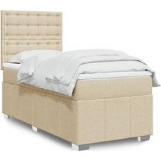 vidaXL Ramsäng Med Madrass Gräddvit 90x190 cm Kontinentalsäng