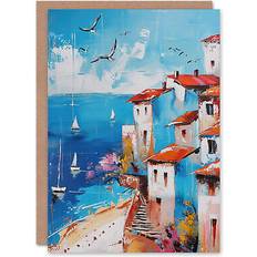 Anniversary Cards & Invitations ARTERY8 Coastal Town Beach Sail Boats Abstract Him Her