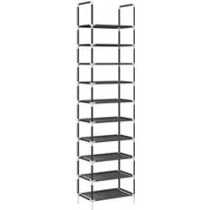 vidaXL 10-etagers 44x28x180 cm Ikke-vævet Stof Sort Skostativ