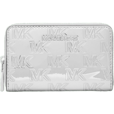 Silver Card Cases Michael Kors Jet Set Monogram Metallic Card Holder - Silver