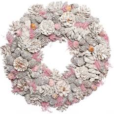 Dibor Amelia Pinecone Wreath Silver/Pink Decoration 39cm