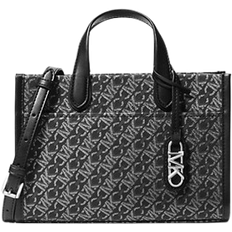 Kanvas Skuldervesker Michael Kors Gigi Small Metallic Empire Monogram Messenger Bag - Black/Silver