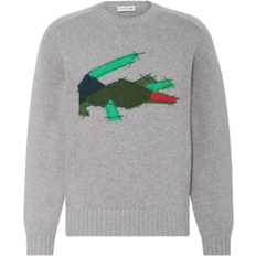 Lacoste Striktrøjer Sweatere Lacoste Crocodile Motif Sweater - Heather Grey/White