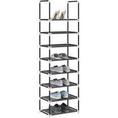 Fabric Hallway Furniture & Accessories vidaXL 8-Tier Black 44 x 28 x 145 cm Shoe Rack