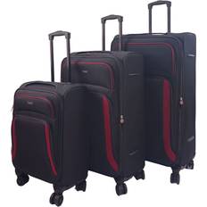 Luggage Infinity Leather Soft Shell Suitcase Black X-Large