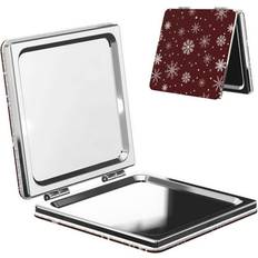 Cosmetics Salouo Romantic White Snowflakes Print Makeup Mirror - Square