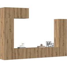 Roble Armarios de Pared vidaXL Mueble Para TV Madera Contrachapada Artesanal 5 Piezas Armario de Pared