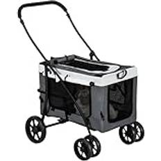Pawhut Hundburar & Transportväskor - Katter Husdjur Pawhut Vikbar Hundvagn 81 x 58 x 97.5 cm Grå