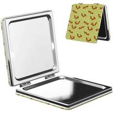 Cosmetics Salouo Floral Squirrel Print Travel Makeup Mirror - Square