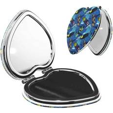 Cosmetics Salouo Hawaiian Style Print Travel Makeup Mirror - Heart Shape