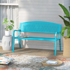 Blue Garden Benches Winston Porter Metal Outdoor 33.9 H x 49.2 W x 24.4 D Garden Bench