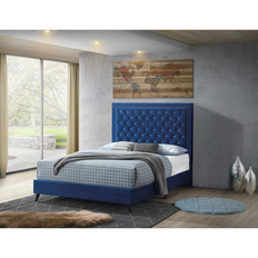 Everly Quinn Glam Queen Bed King Navy Blue