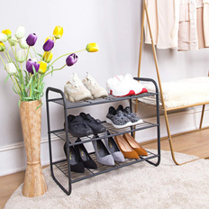 Rebrilliant Gunmetal 3-Tier Metal Shoe Rack