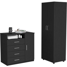 Hokku Designs Endya Bedroom Set Gray Wood in Black