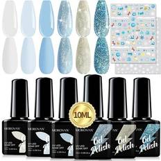 Morovan Gel Nail Polish Kit - Blue Glitter