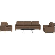 Sofagrupper Sofaer vidaXL Sofasæt 3 Dele Stof Brun Sofa