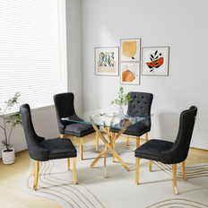 Latitude Run Metal Black Gold Dining Set