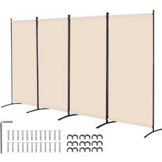 Beige Room Dividers VEVOR 4 Panel Fabric Room Privacy Screen Room Divider