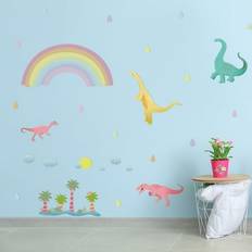 Interior Decorating Bed Bath & Beyond Colorful Rainbow Happy Dinosaurs Wall Sticker