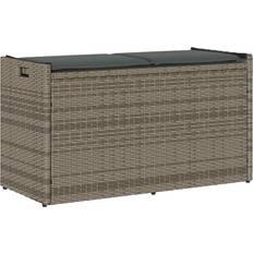 VidaXL Hyndebokse vidaXL Udendørs Opbevaringsbænk Med Hynde 100 cm Polyrattan Grå