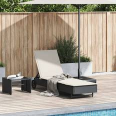 vidaXL Liggestol Med Hjul Og Hynde Polyrattan Sort