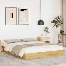 160 cm - Eg Sengerammer vidaXL uden Madras 160x200 cm Massivtræ Eg Sengeramme