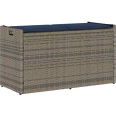 VidaXL Hyndebokse vidaXL Udendørs Opbevaringsbænk Med Hynde 100 cm Polyrattan Grå