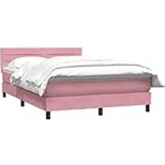 Rosa Sängpaket vidaXL Ramsäng Med Madrass Rosa 140x210 cm Sammet Sängpaket