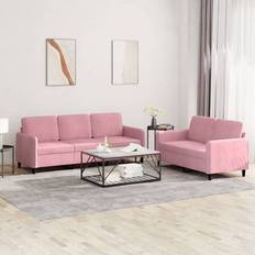 Rosa Soffor vidaXL Soffgrupp Delar Rosa Sammet Soffa 2-sits