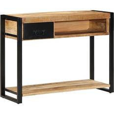 Natural Console Tables vidaXL 100 x 35 x 75 cm Solid Rough Wood Mango Console Table 35x100cm
