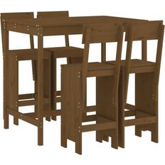Bargruppen vidaXL 5-Tlg Gartenbar-Set Honigbraun Massivholz Kiefer Bargruppe, 1 Tisch einschl. 4 Stühle