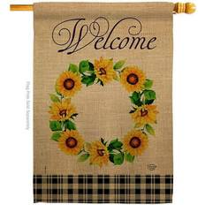 Ornament Collection Sunflowers Wreath Floral Double-Sided Flag