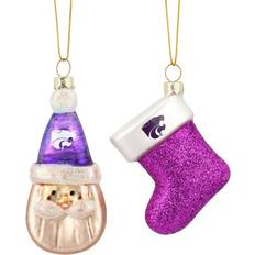 The Memory Company Kansas State Wildcats Two-Pack Blown Glass Set Christmas Tree Ornament