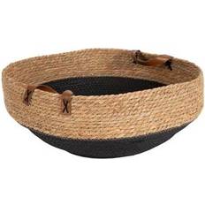 Leather Baskets Kate and Laurel Chopra Natural Black 20x20x10 Basket 20"