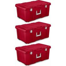 Red Storage Boxes Sterilite Red Plastic Stackable Bin 3-Pack 17.6-in W x 13.7-in H x 31.7-in D Storage Box