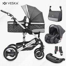 VESKA 3 in 1 Kombi-Kinderwagen Silber