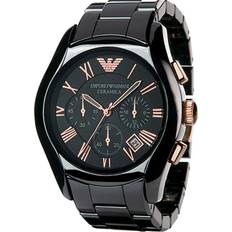 Ceramic Wrist Watches Emporio Armani AR1410 Classic Black Ceramic Chronograph