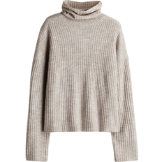 H&M Oversized Polo Neck Jumper - Light Beige Marl