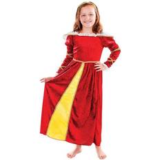 Mittelalter Kostüme Bristol Novelty Bristol Novelty Girls Tudor Dress And Headpiece Costume (One Size) (Red/Gold)