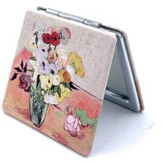 Small Purse Mirror Van Gogh Japanese Vase with Roses and Anemones