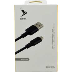 Sprint micro usb charge sync cable 10ft for samsung lg android phone Black