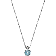 Damen Halsketten Christ Chain Necklace - White Gold/Topaz/Diamond