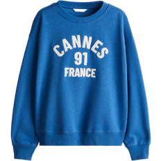 H&M Sweatshirt with Text Motif - Azul/Cannes