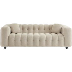 Sweeek Textured Boucle Fabric Beige Sofa 229cm 3 Seater