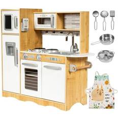 Lights Kitchen Toys Mamabrum XXL Wooden Kitchen with LED Lighting Apron & Accessories