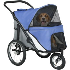 Pawhut Dog Stroller with One-Hand Fold Blue