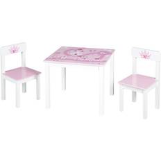 White Furniture Set Roba Krone Wooden Table & 2 Chair Set