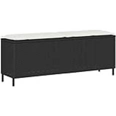 Rattan Havebænke Havemøbler vidaXL Med Hynde 110 x 30 x 40,5 cm Polyrattan Sort Havebænk