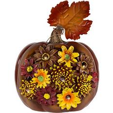 Northlight Lighted Solar Powered Floral Fall Harvest 8"